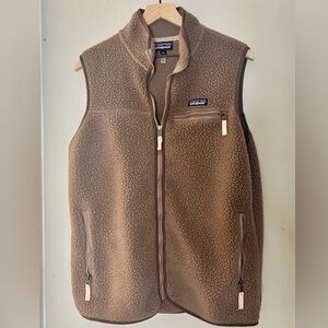 EUC Patagonia retro X vest jacket women XL high pile fleece brown tan synchilla